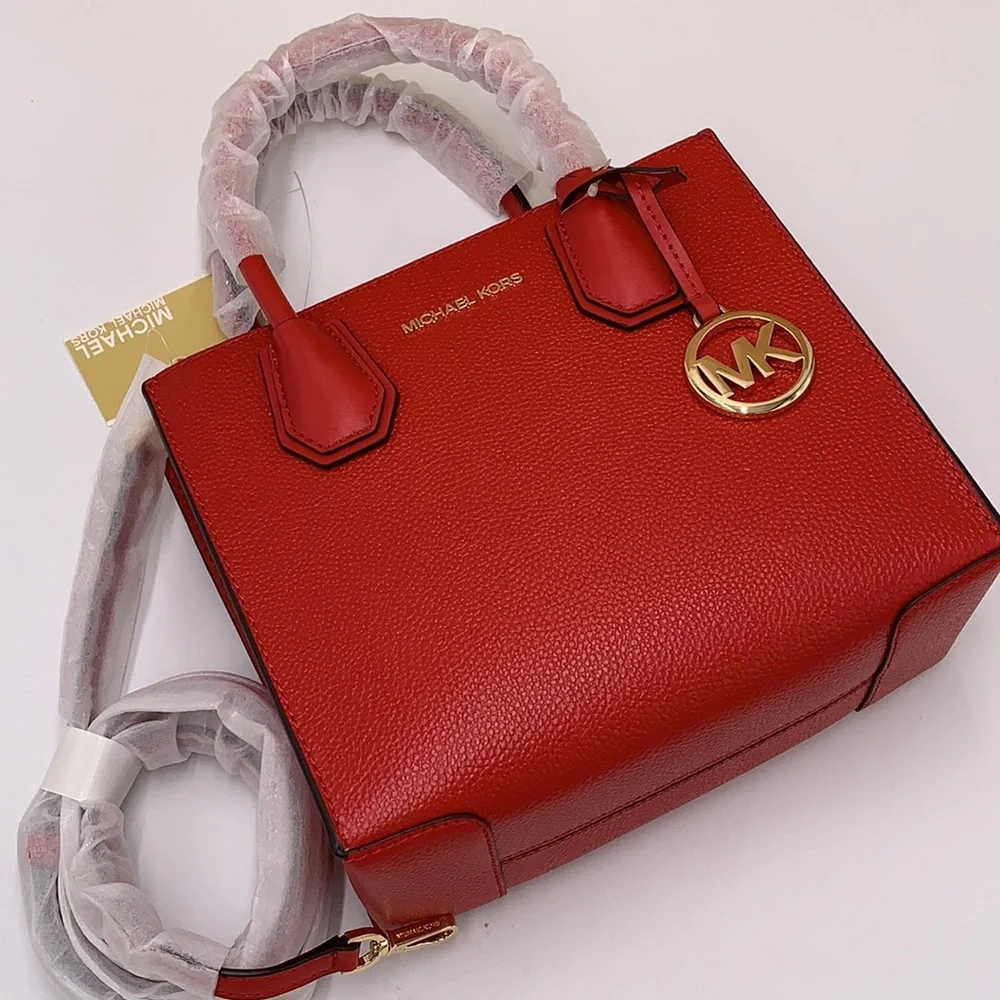 MICHAEL KORS MERCER MEDIUM MESSENGER CROSSBODY BAG FLAME COLOR - Picture 14 of 14
